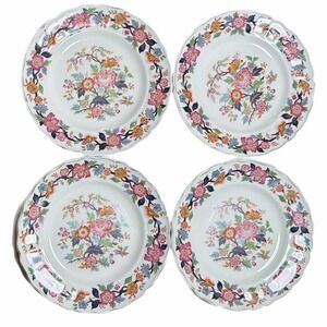 4 VTG Grindley Royal Petal Marlborough Salad Plate Scalloped Gold Rim Floral